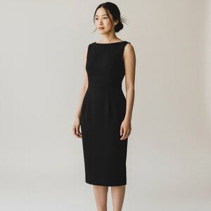 KASPER Women's Black Zippered Sleeveless Jewel Neck Sheath Dress, Size 10